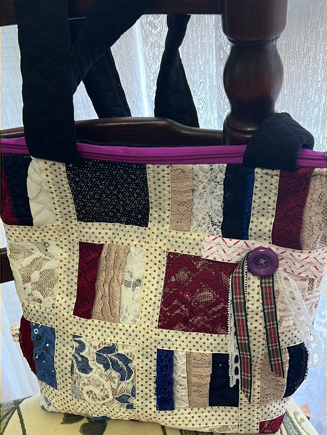 Patchwork lace hand bag