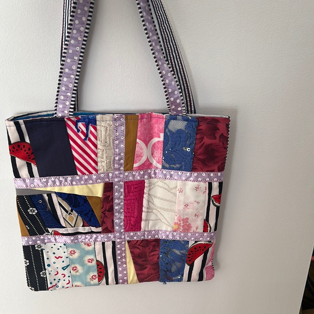 Scrappy patchwork tote bag