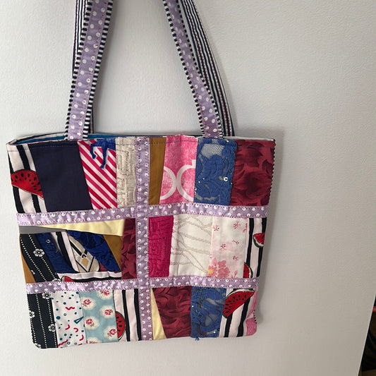Scrappy patchwork tote bag