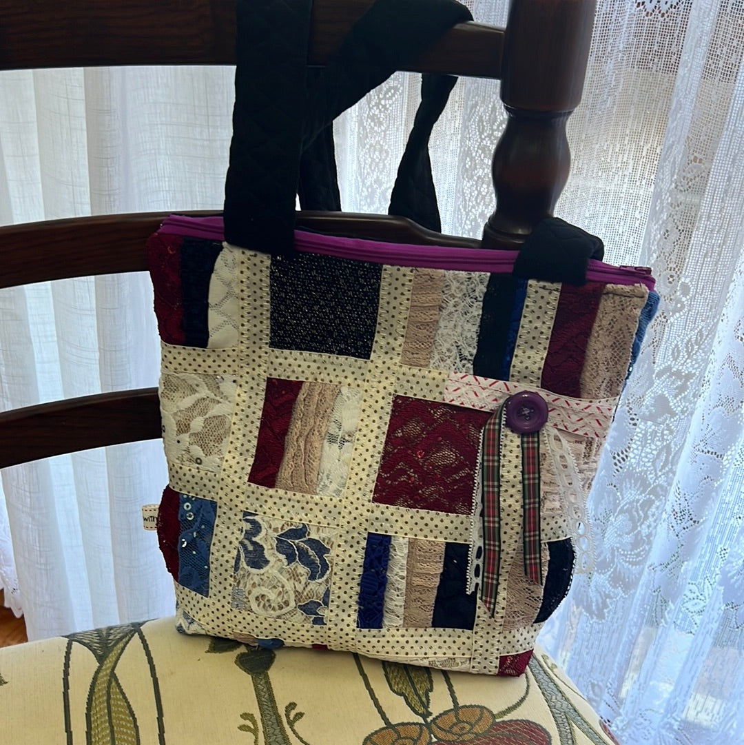 Patchwork lace hand bag