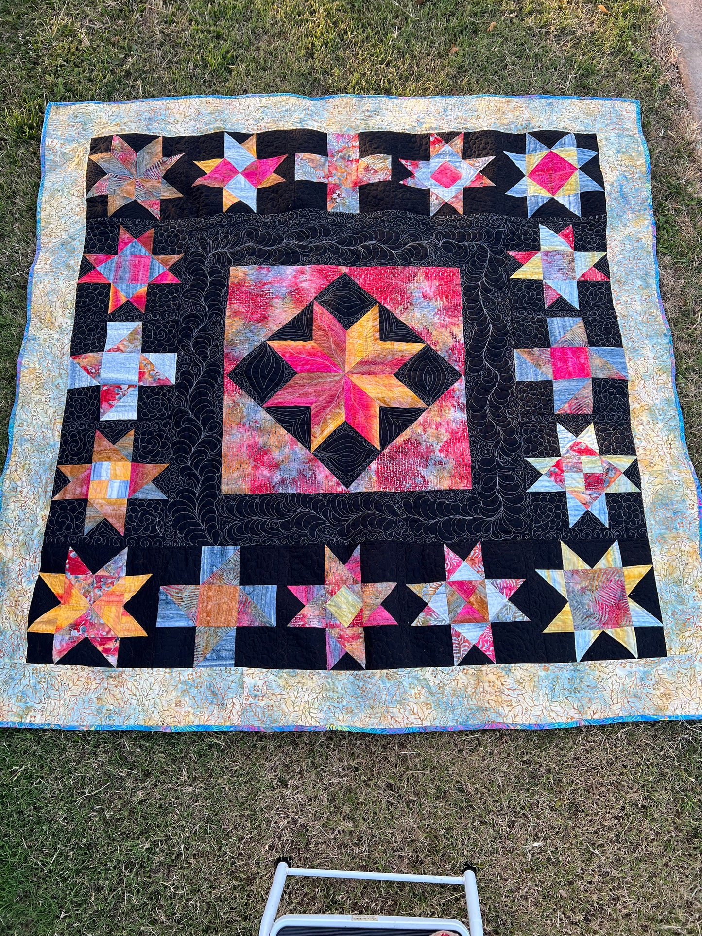 Handmade patchwork Sunset Star Quilt