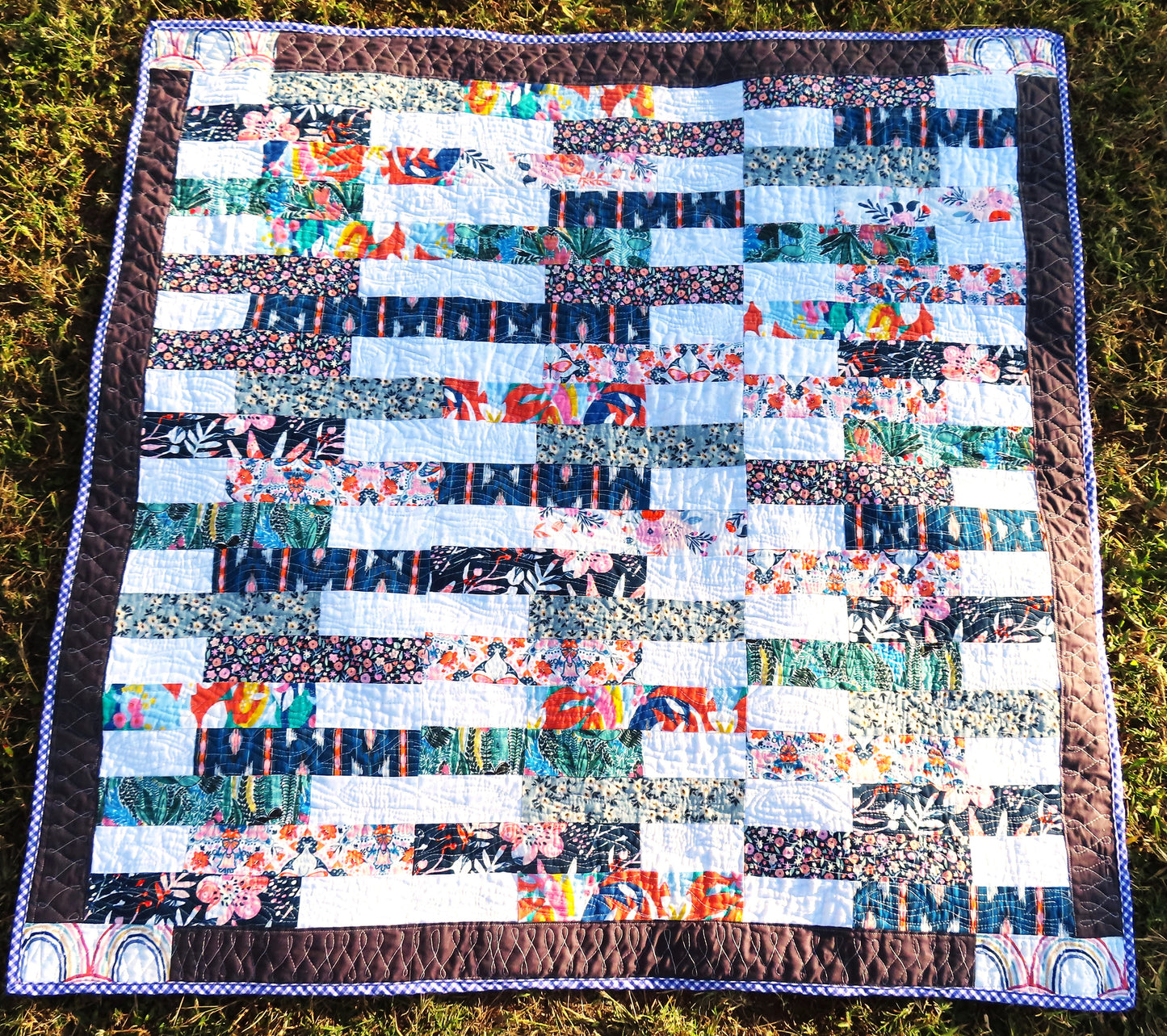 Sticks quilt made from jelly roll patchwork hand made with love